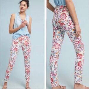 Anthropologie Pilcro & Lettetpress White Multicolor Floral Skinny Jeans Size 29